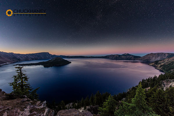 Crater Lake at night