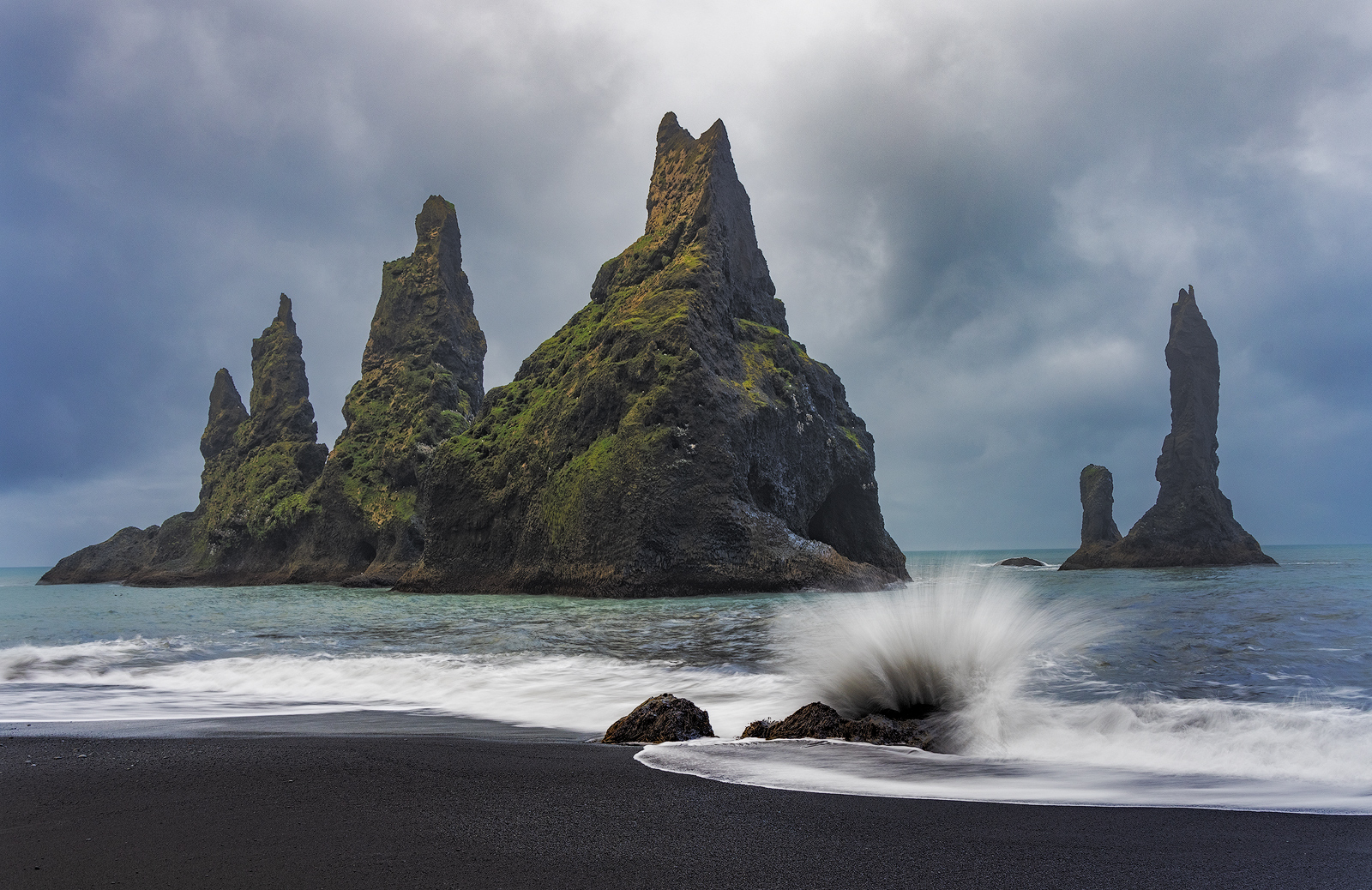 Reynisdrangar Sea Stacks in the North Atlantic Ocean in Vik, Iceland ...